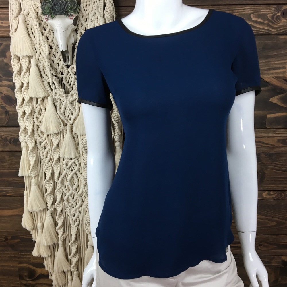 Ann Taylor‎ LOFT | Faux Leather Trim Tee